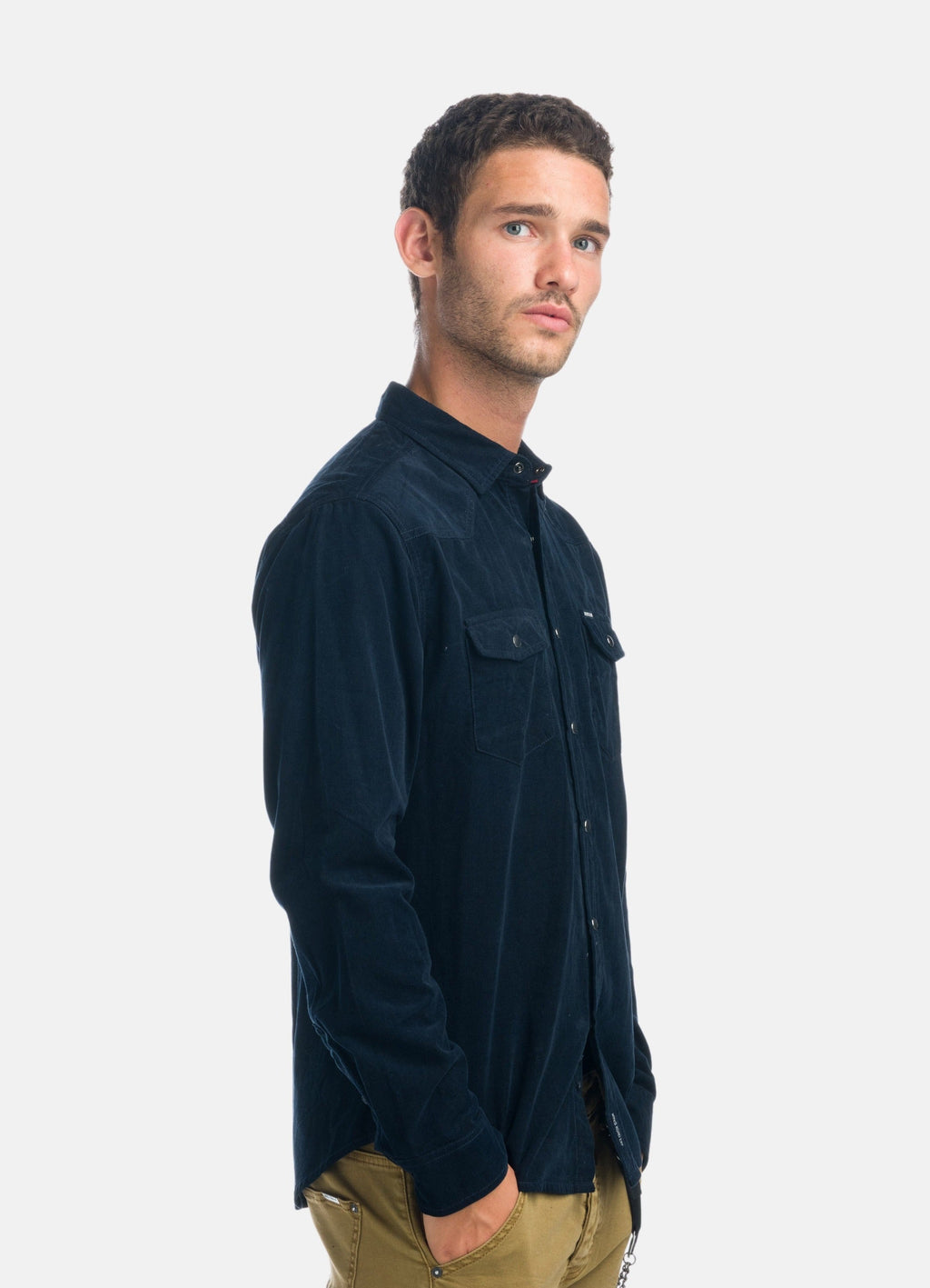 Camisa Hombre Manga Larga Micropana Navy – Koroshi