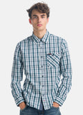 Camisa Hombre Manga Larga Cuadros Popelín Coderas – Koroshi 1921CL54