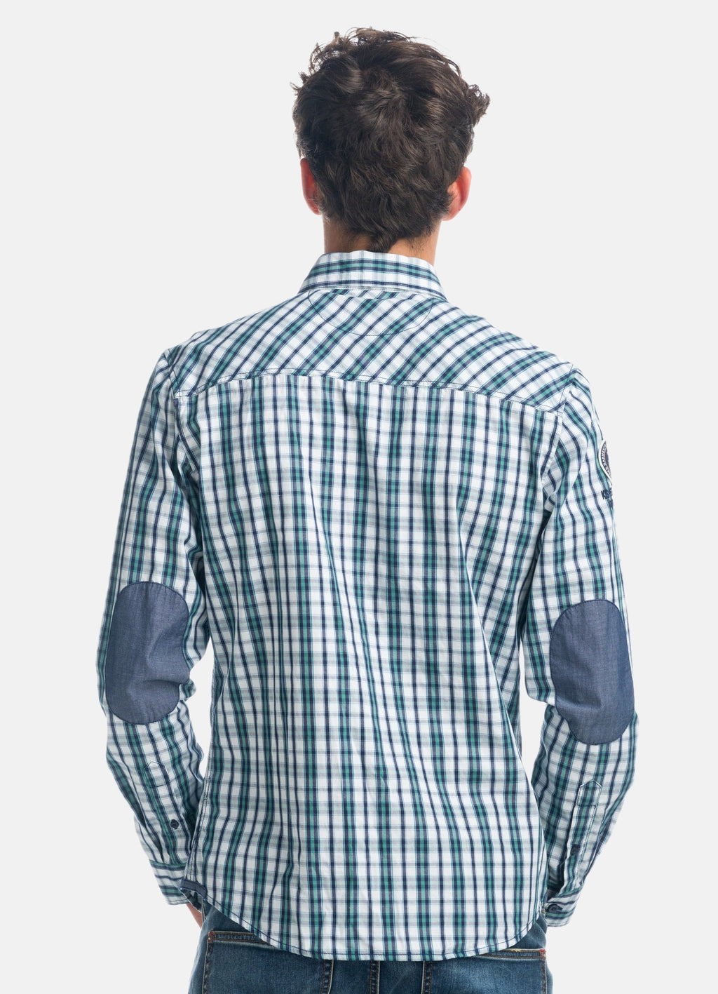Camisa Hombre Manga Larga Cuadros Popelín Coderas – Koroshi 1921CL54