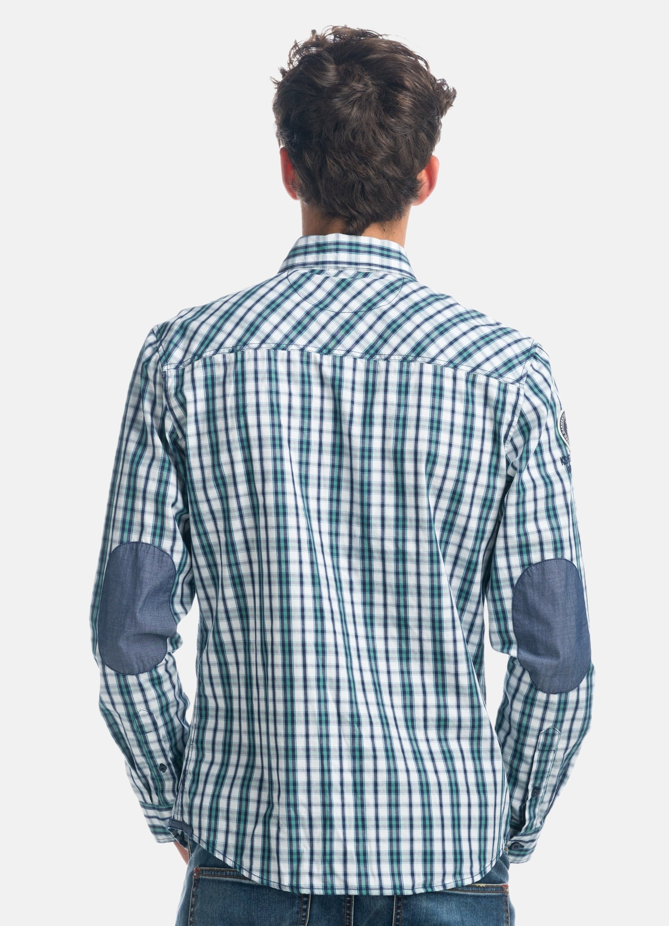 Camisa Hombre Manga Larga Cuadros Popelín Coderas – Koroshi 1921CL54