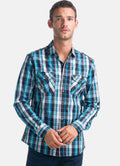 Camisa Hombre Manga Larga Cuadros Popelín Charreteras – Koroshi 1921CL55