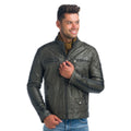 Cazadora Biker Hombre Efecto Piel Cuello Alto Acolchada – Koroshi 1921JA04