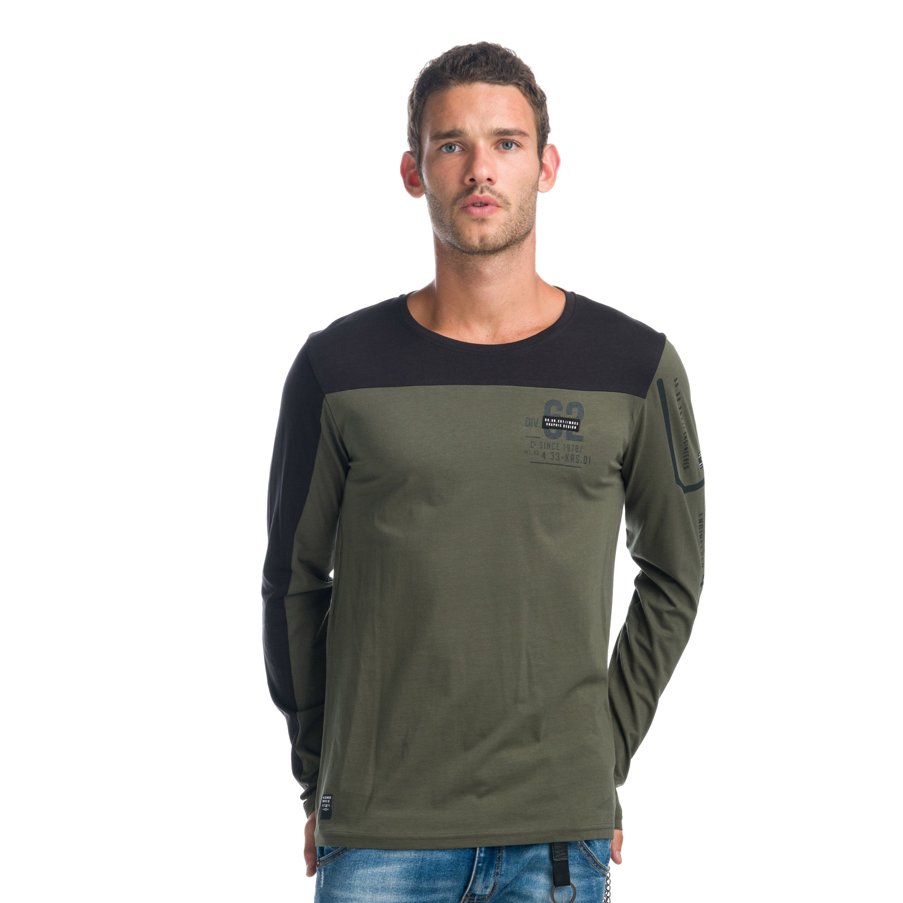 Camiseta Manga Larga Hombre Bicolor – Koroshi 1921ML07