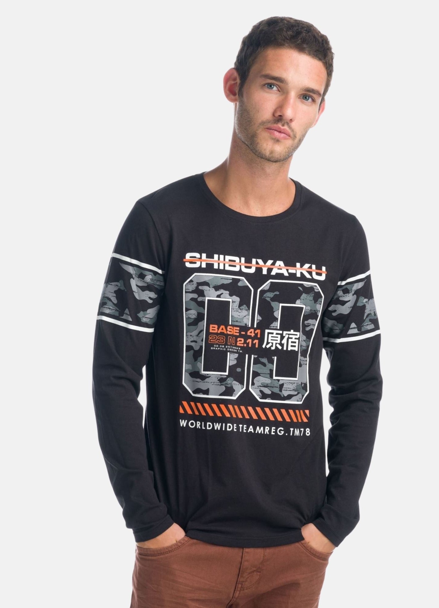 Camiseta Manga Larga Hombre Estampado Camuflaje – Koroshi 1921ML09