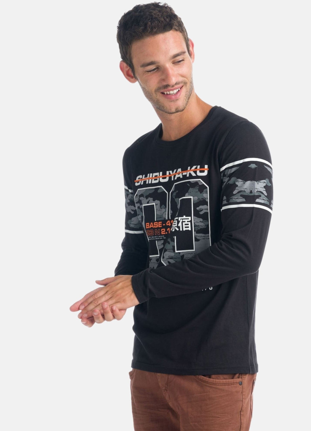 Camiseta Manga Larga Hombre Estampado Camuflaje – Koroshi 1921ML09