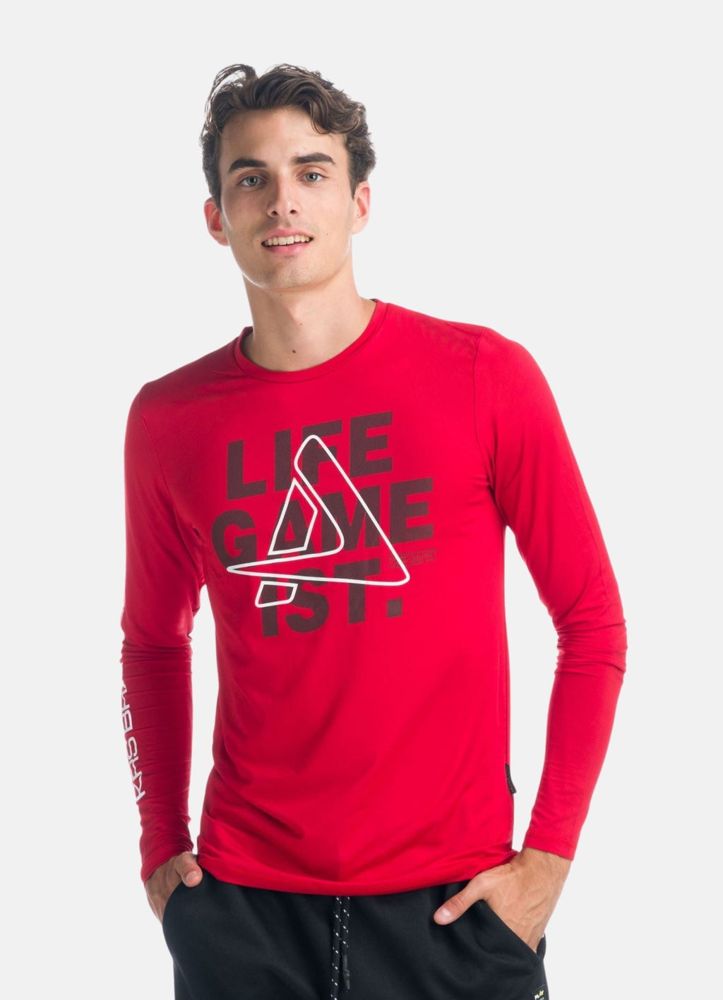 Camiseta Manga Larga Deportiva Hombre Estampado Texto – Koroshi 1921ML13