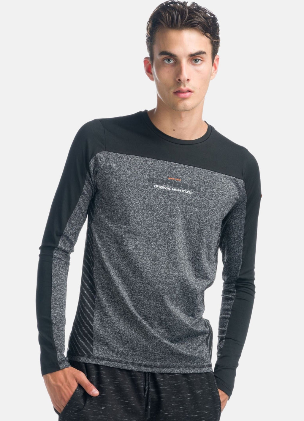 Camiseta Manga Larga Deportiva Hombre Cortes a Contraste – Koroshi 1921ML14