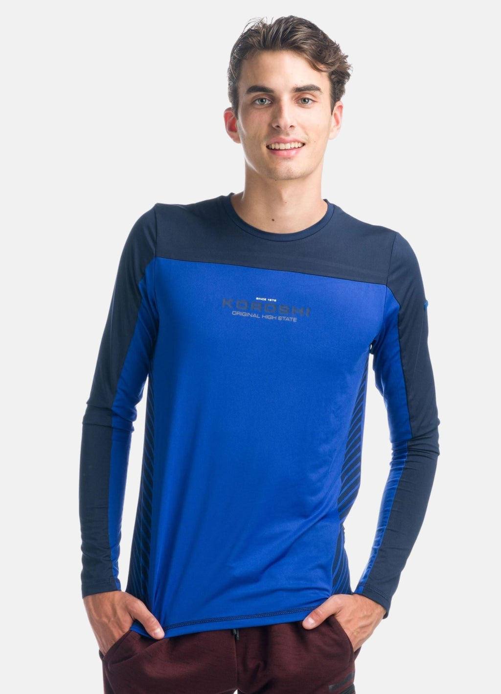 Camiseta Manga Larga Deportiva Hombre Cortes a Contraste – Koroshi 1921ML14