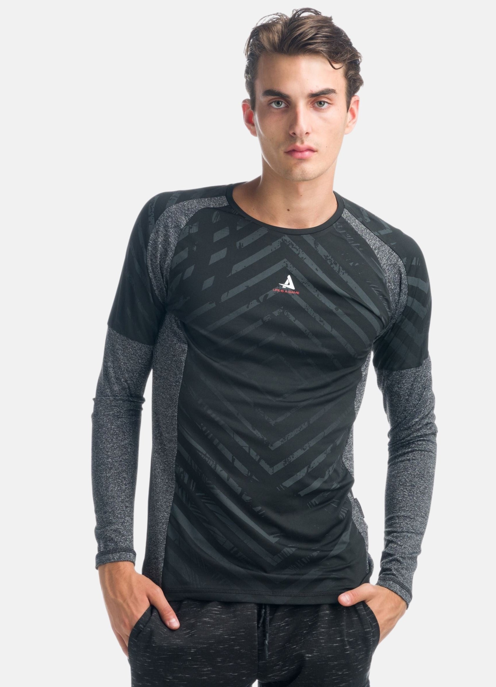 Camiseta Manga Larga Deportiva Raglán Hombre Estampado Gráfico – Koroshi 1921ML15