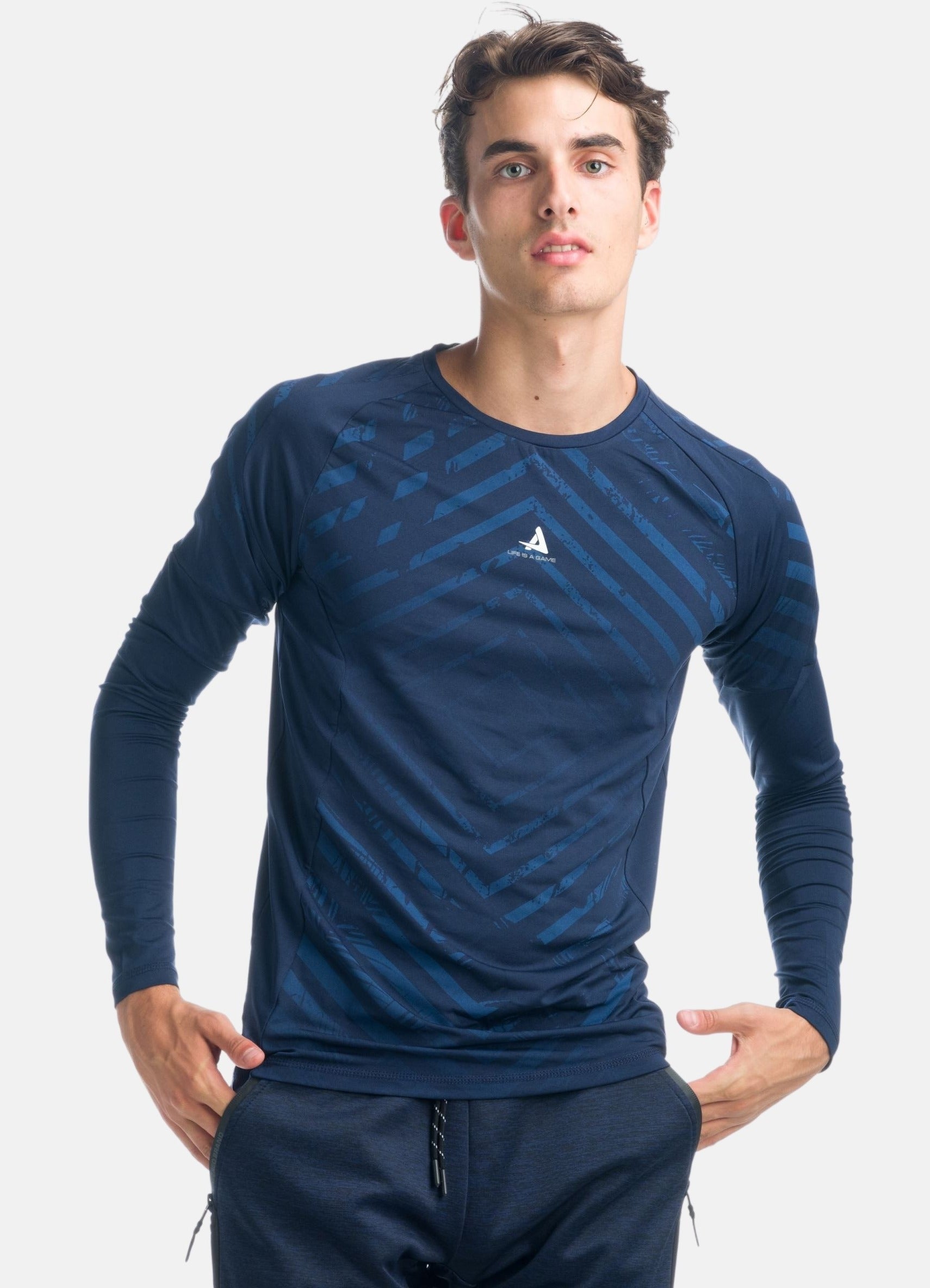 Camiseta Manga Larga Deportiva Raglán Hombre Estampado Gráfico – Koroshi 1921ML15