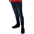 Pantalón Vaquero Hombre Low Rise Slim con Cadena – Koroshi Azul Oscuro