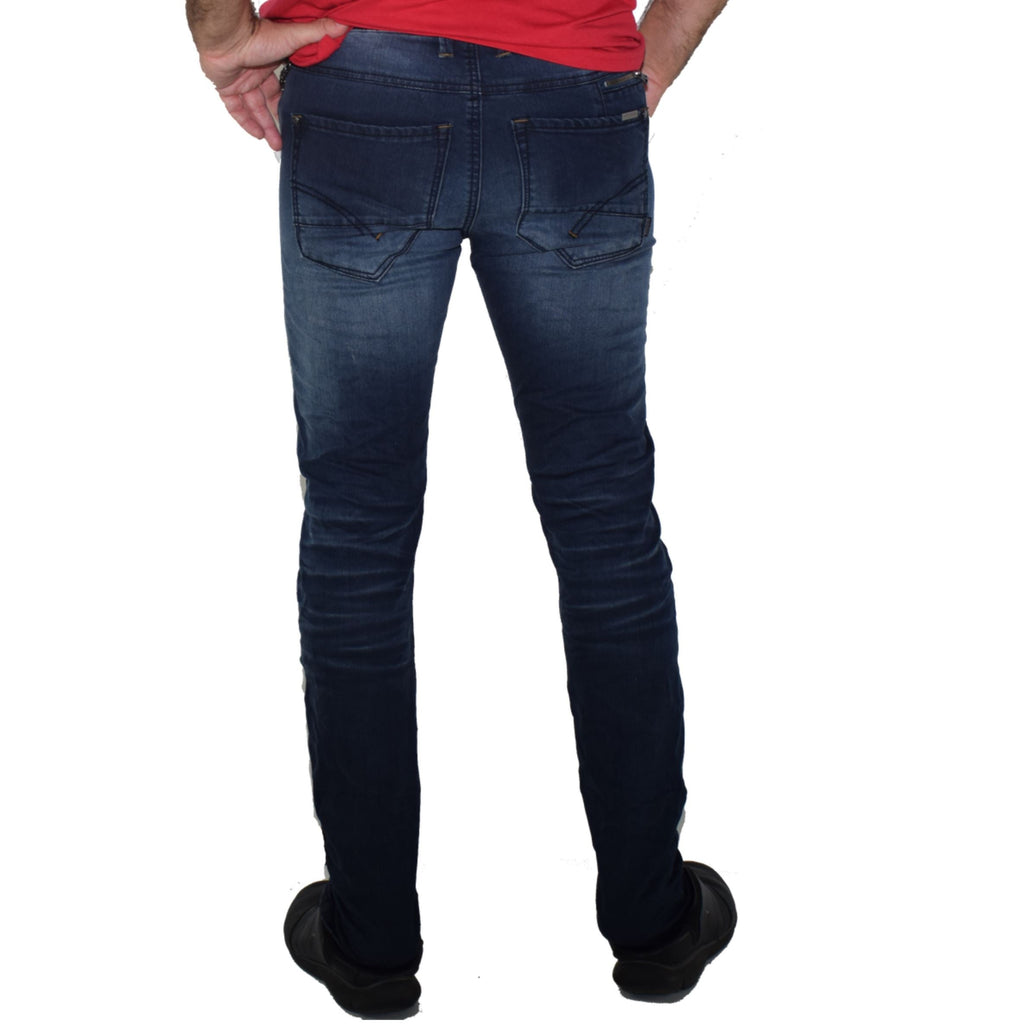 Pantalón Vaquero Hombre Low Rise Slim con Cadena – Koroshi Azul Oscuro