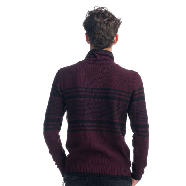 Jersey Punto Rayas Hombre Cuello Cruzado con Cordón – Koroshi 1921TR01