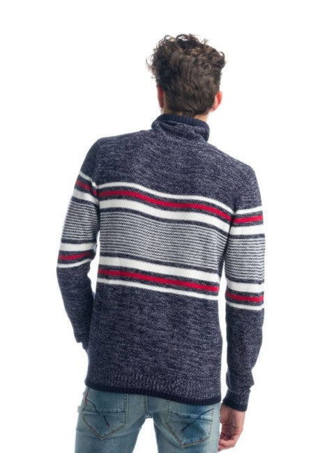 Jersey Punto Rayas Hombre Cuello Cruzado con Cordón – Koroshi 1921TR01