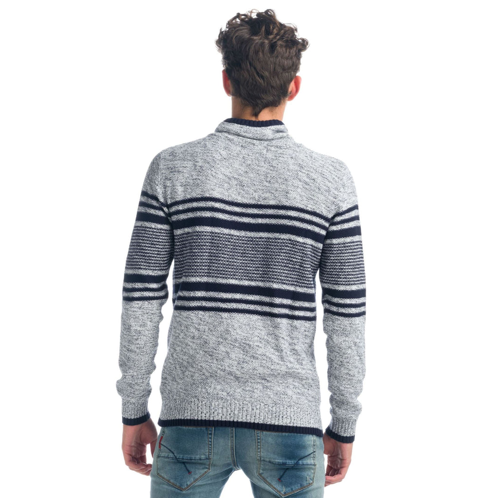 Jersey Punto Rayas Hombre Cuello Cruzado con Cordón – Koroshi 1921TR01