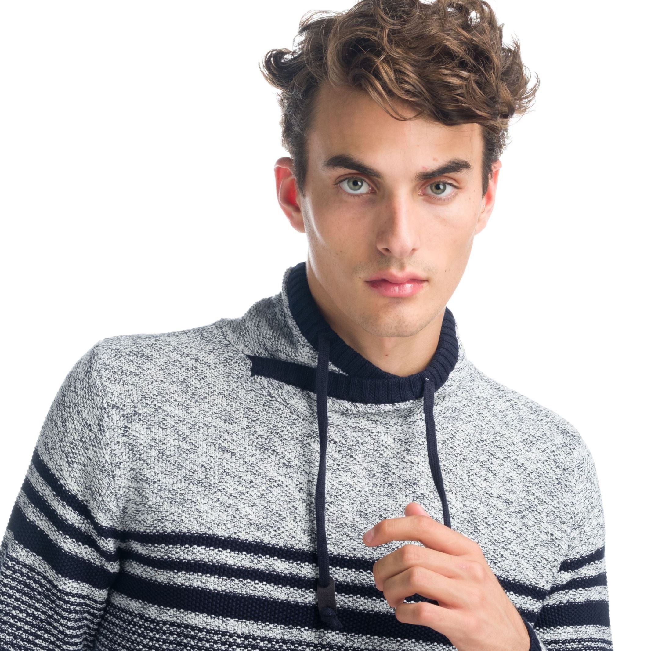 Jersey Punto Rayas Hombre Cuello Cruzado con Cordón – Koroshi 1921TR01