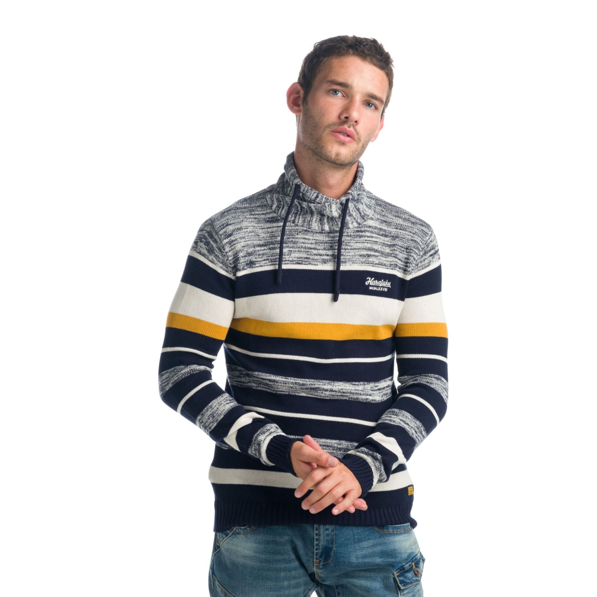 Jersey de Punto Rayas Hombre Bordado en Pecho – Koroshi 1921TR02