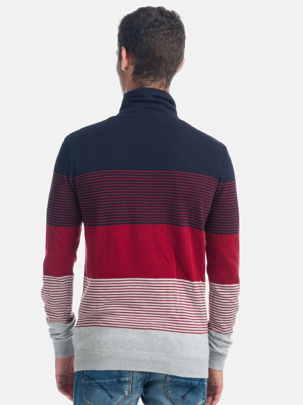 Jersey de Punto Rayas Hombre Cuello Alto Cruzado – Koroshi 1921TR04
