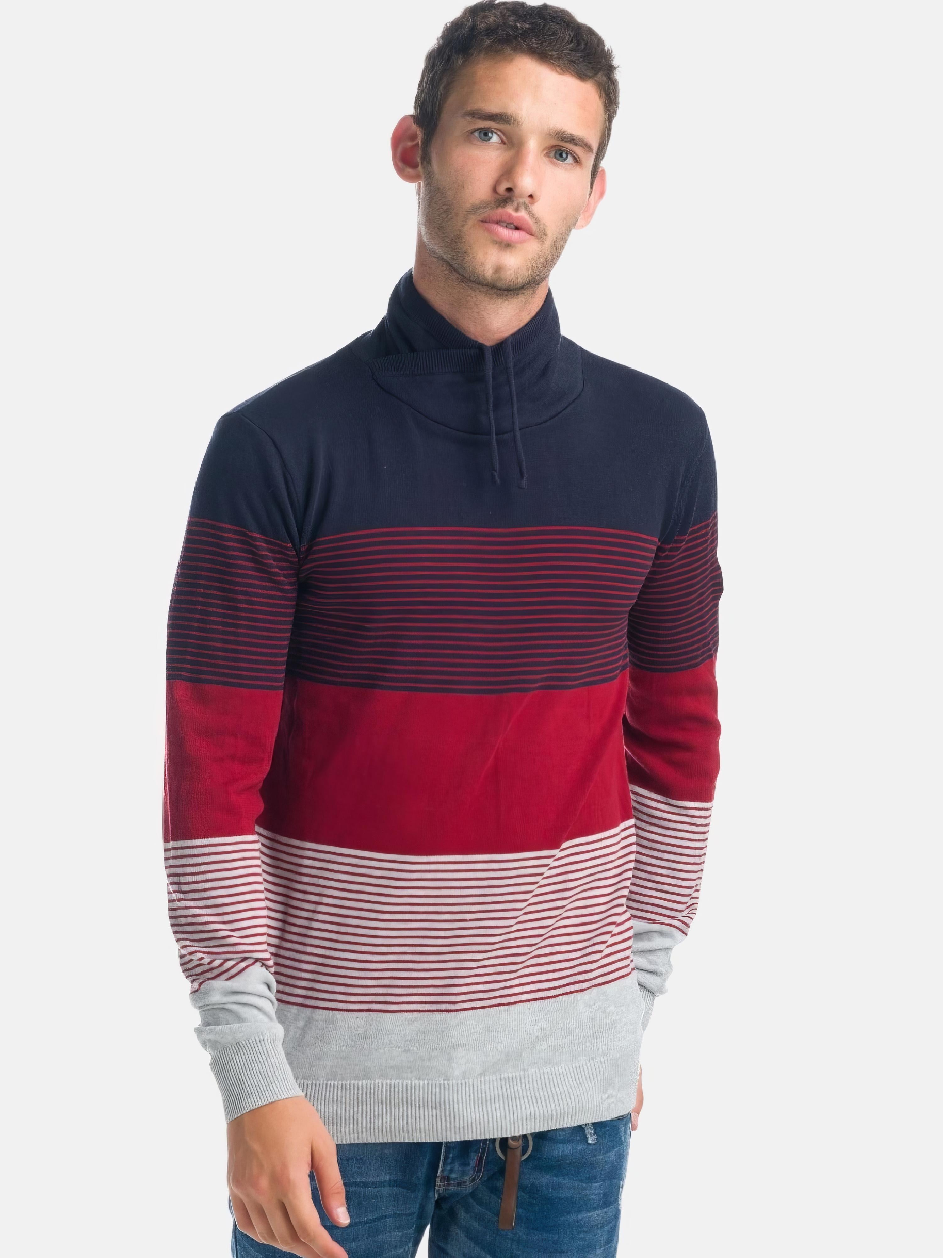Jersey de Punto Rayas Hombre Cuello Alto Cruzado – Koroshi 1921TR04