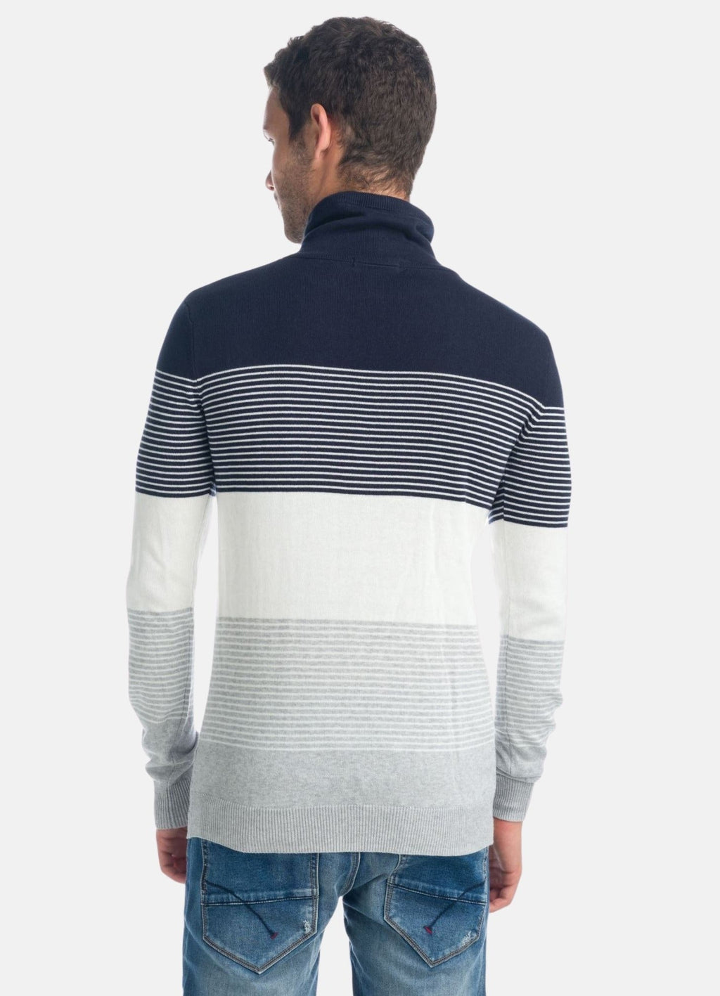 Jersey de Punto Rayas Hombre Cuello Alto Cruzado – Koroshi 1921TR04