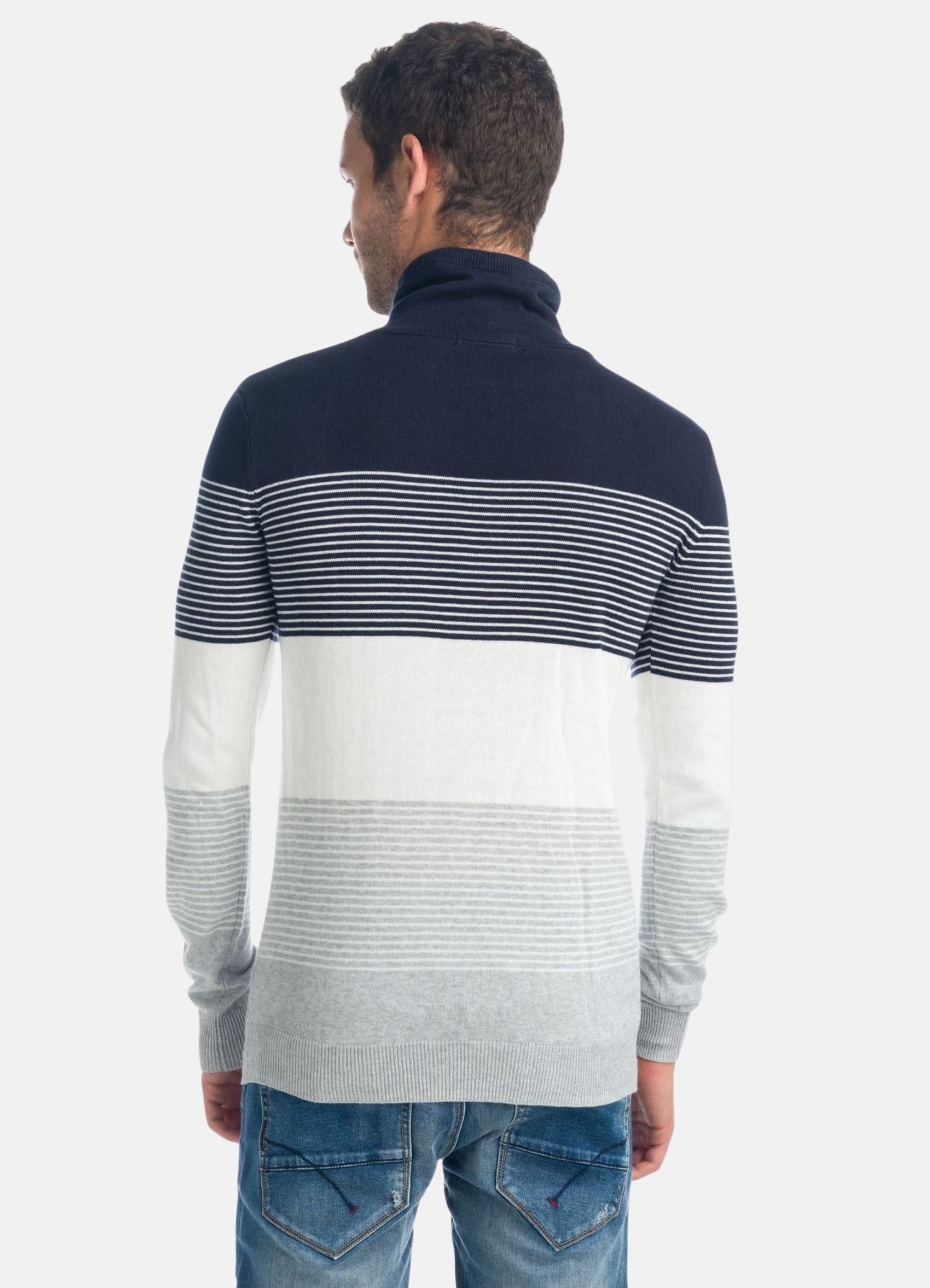 Jersey de Punto Rayas Hombre Cuello Alto Cruzado – Koroshi 1921TR04