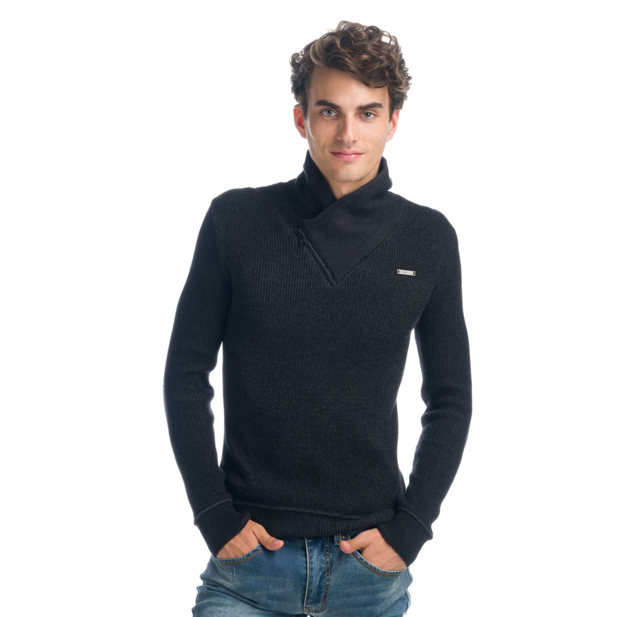 Jersey Punto Canalé Hombre Cuello con Cremallera – Koroshi 1921TR07