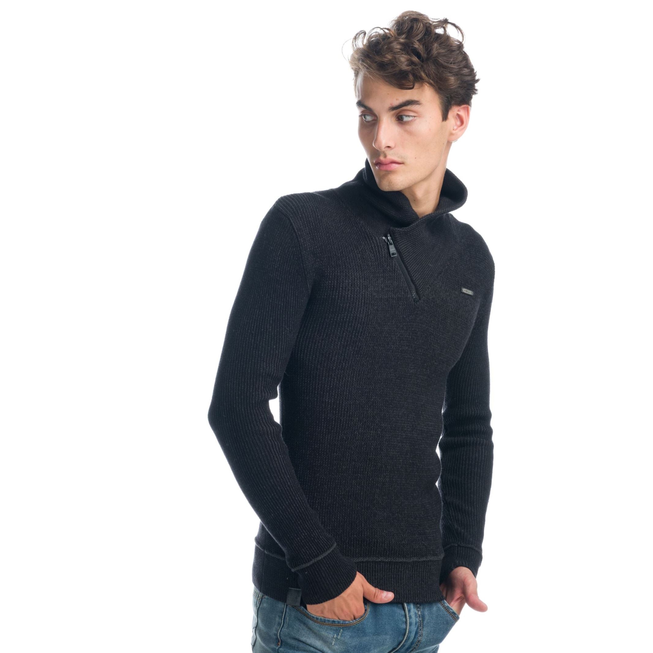 Jersey Punto Canalé Hombre Cuello con Cremallera – Koroshi 1921TR07