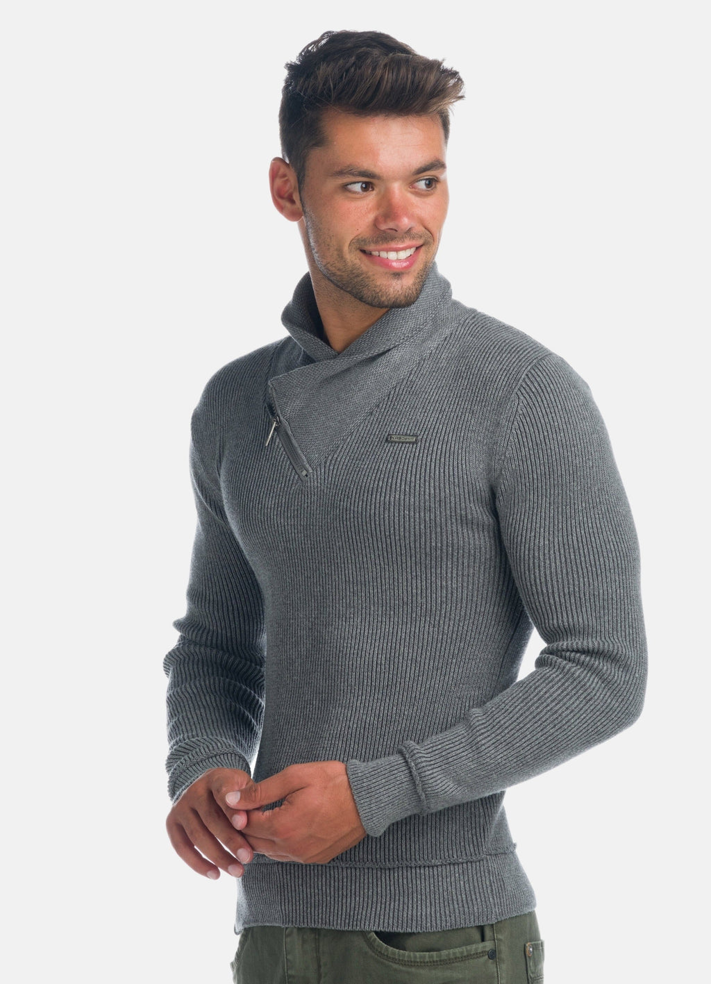 Jersey Punto Canalé Hombre Cuello con Cremallera – Koroshi 1921TR07