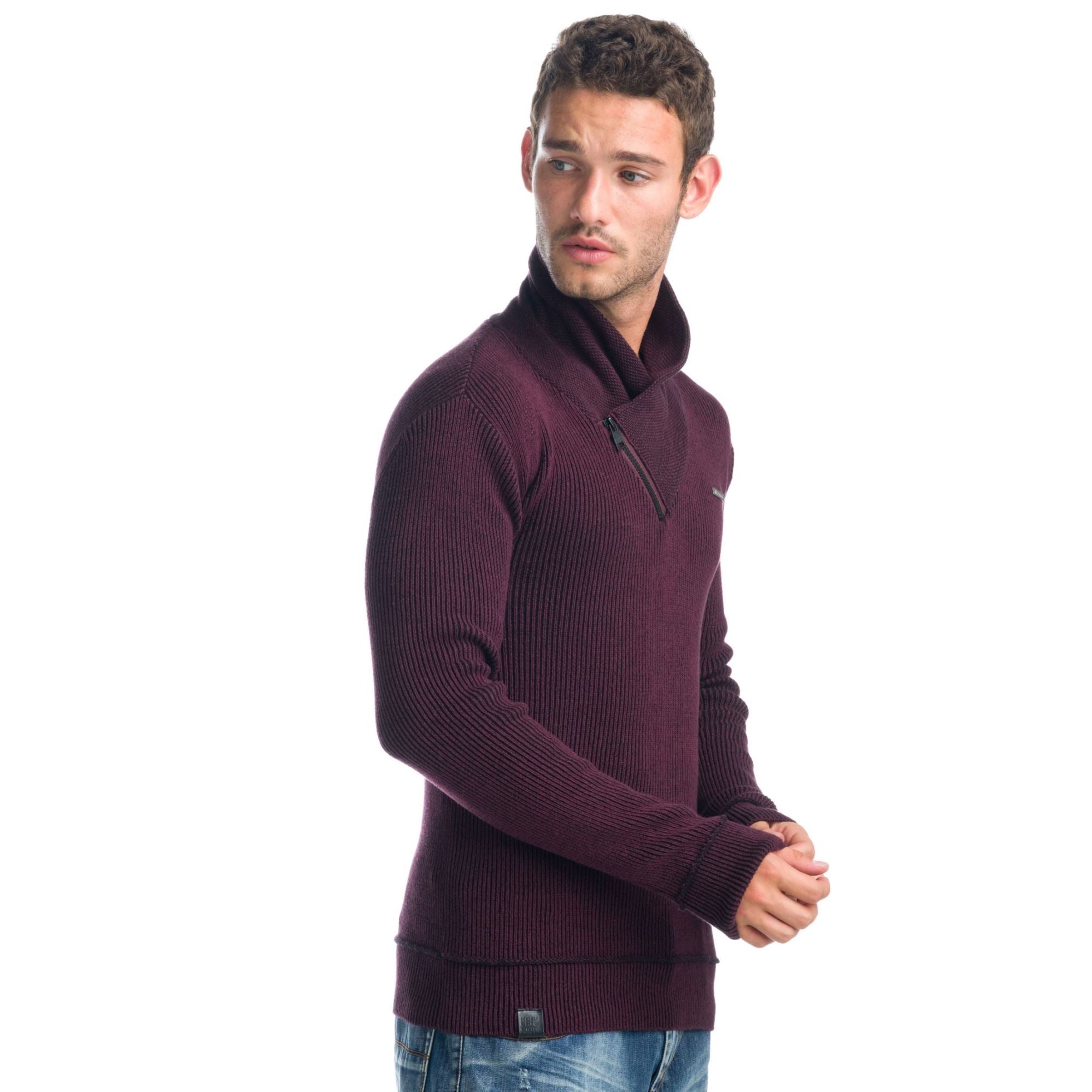 Jersey Punto Canalé Hombre Cuello con Cremallera – Koroshi 1921TR07