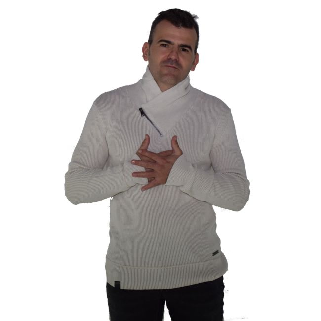 Jersey Punto Canalé Hombre Cuello con Cremallera – Koroshi 1921TR07