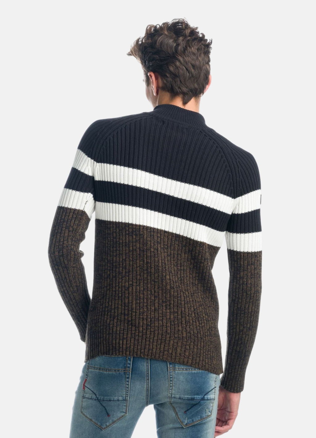 Jersey Hombre Punto Canalé Cuello Perkins con Cremallera – Koroshi 1921TR08