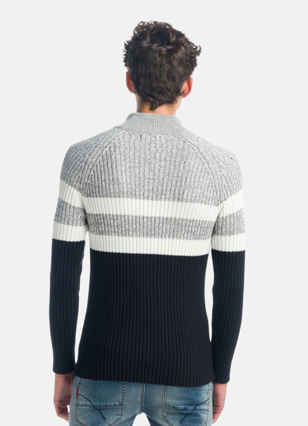 Jersey Hombre Punto Canalé Cuello Perkins con Cremallera – Koroshi 1921TR08