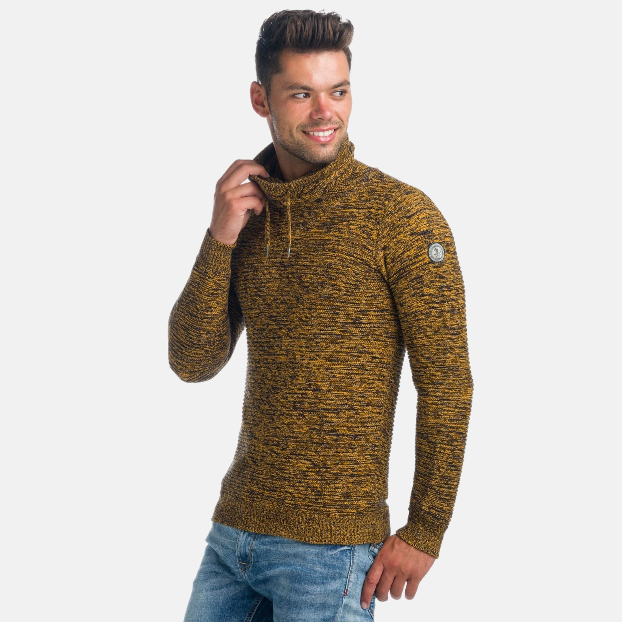 Jersey Hombre Cuello Alto con Cordones Efecto Jaspeado – Koroshi 1921TR09