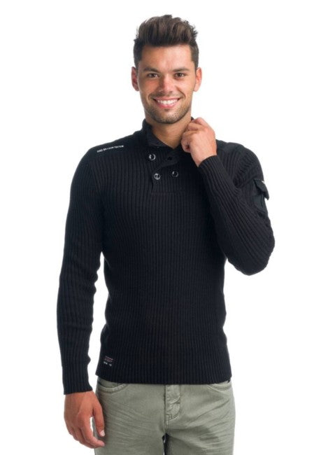 Jersey Hombre Punto Canalé Cuello Alto con Botones – Koroshi 1921TR10