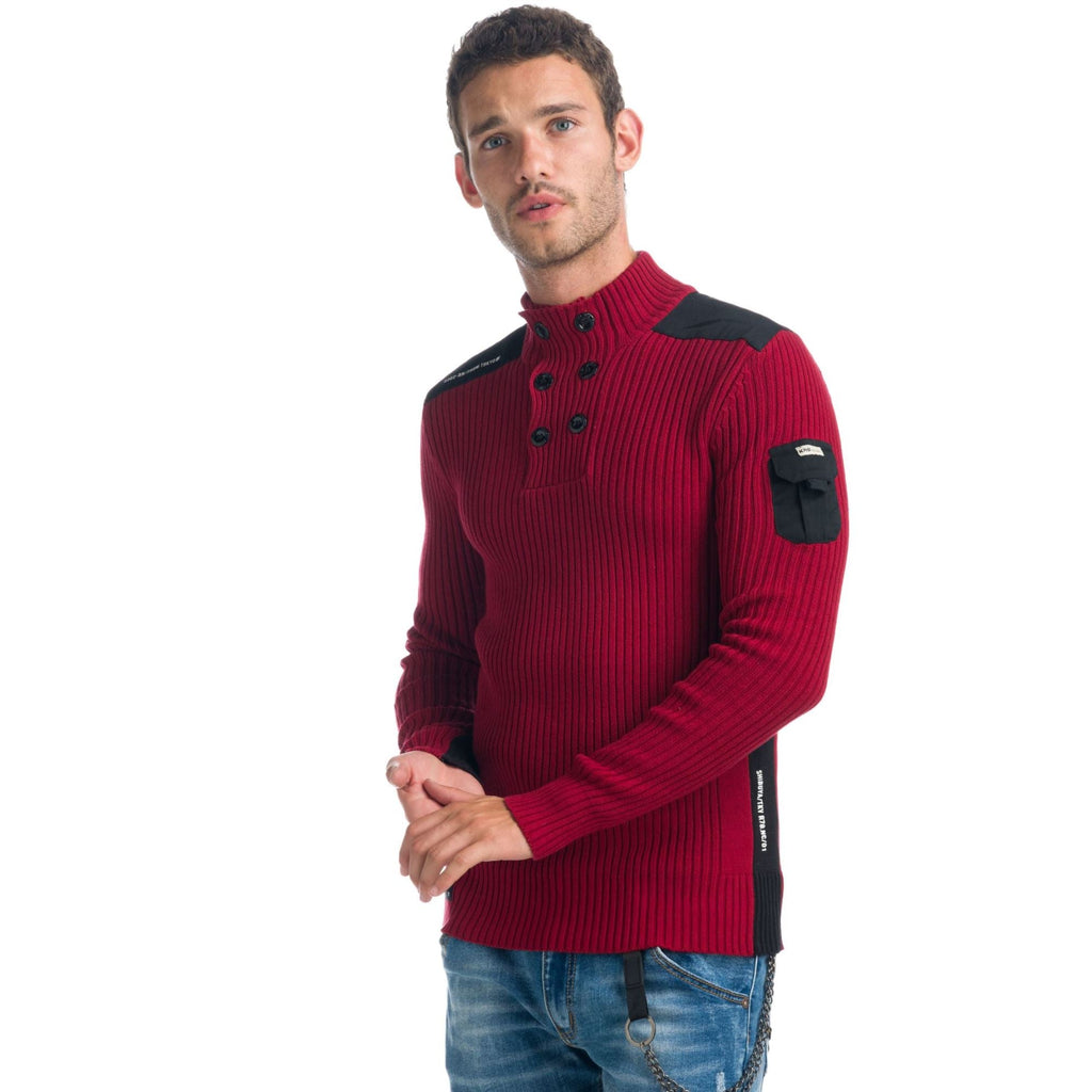 Jersey Hombre Punto Canalé Cuello Alto con Botones – Koroshi 1921TR10
