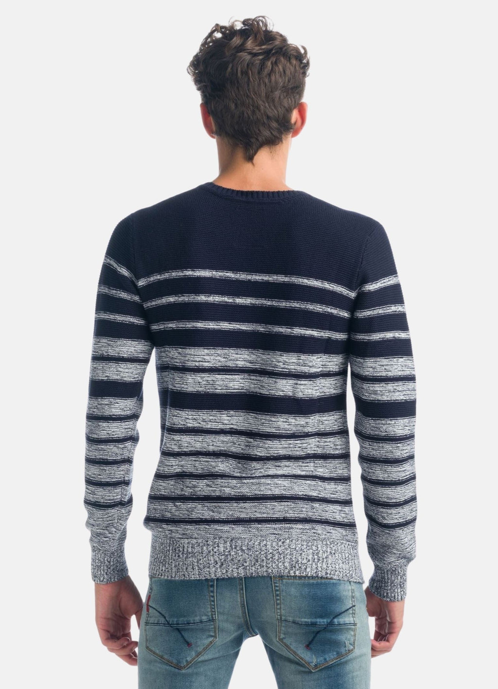 Jersey de Punto Rayas Hombre Cuello Redondo – Koroshi 1921TR12