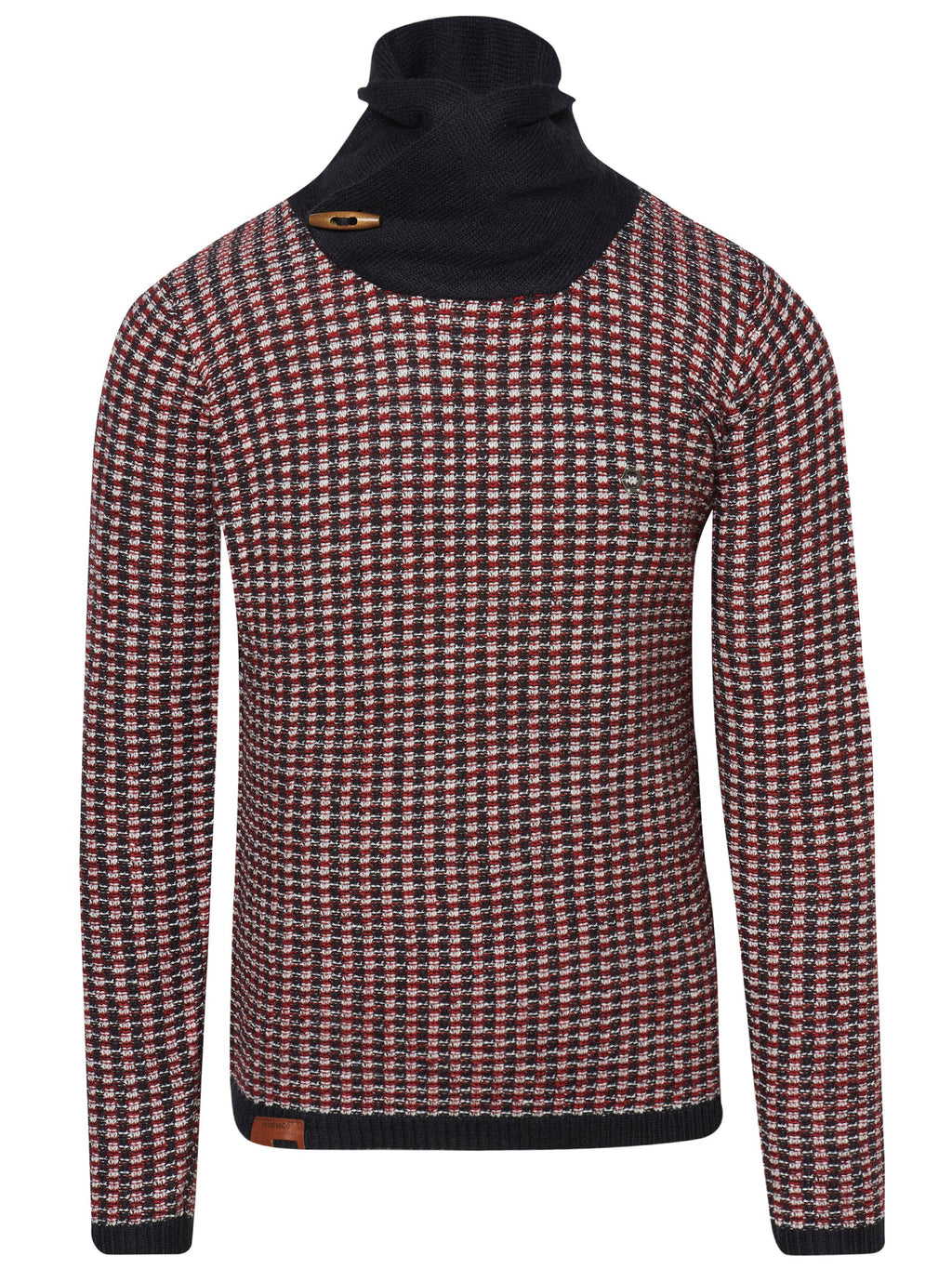Jersey Hombre Punto Fantasía Cuello Alto Contraste – Koroshi Rojo