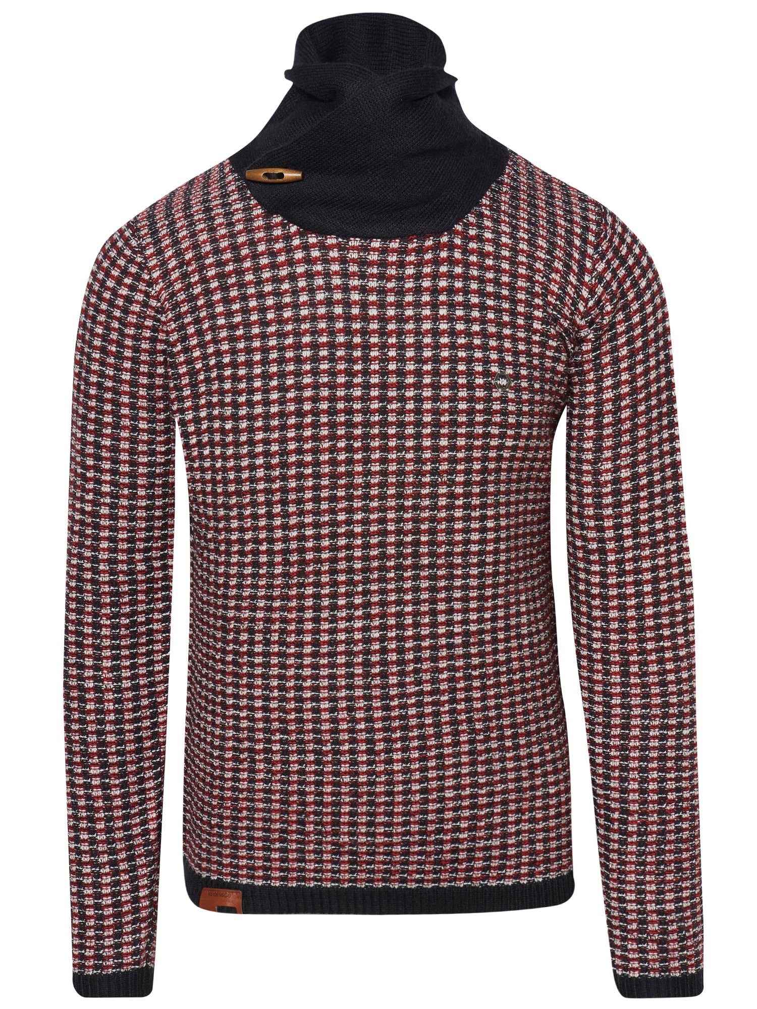 Jersey Hombre Punto Fantasía Cuello Alto Contraste – Koroshi Rojo