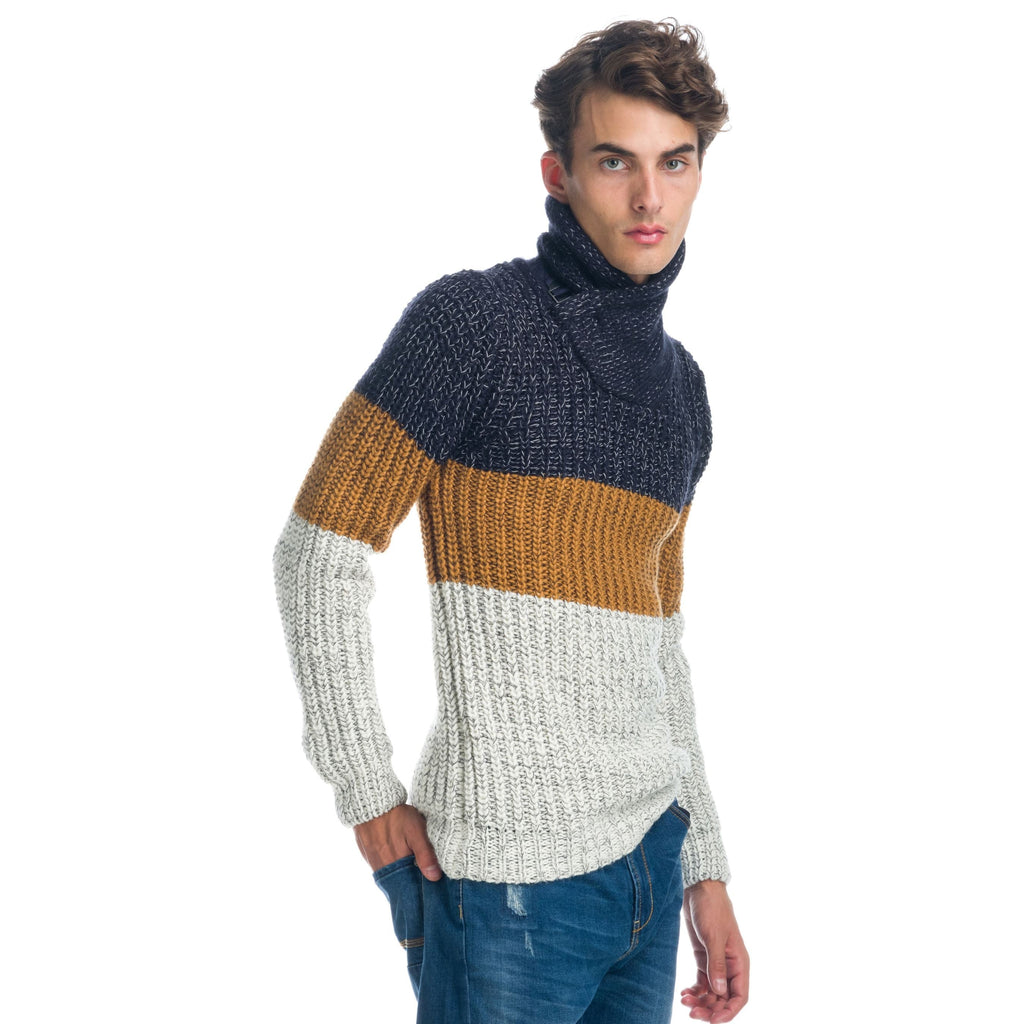 Jersey Hombre Punto Grueso Cuello Cruzado con Hebilla – Koroshi 1921TR23