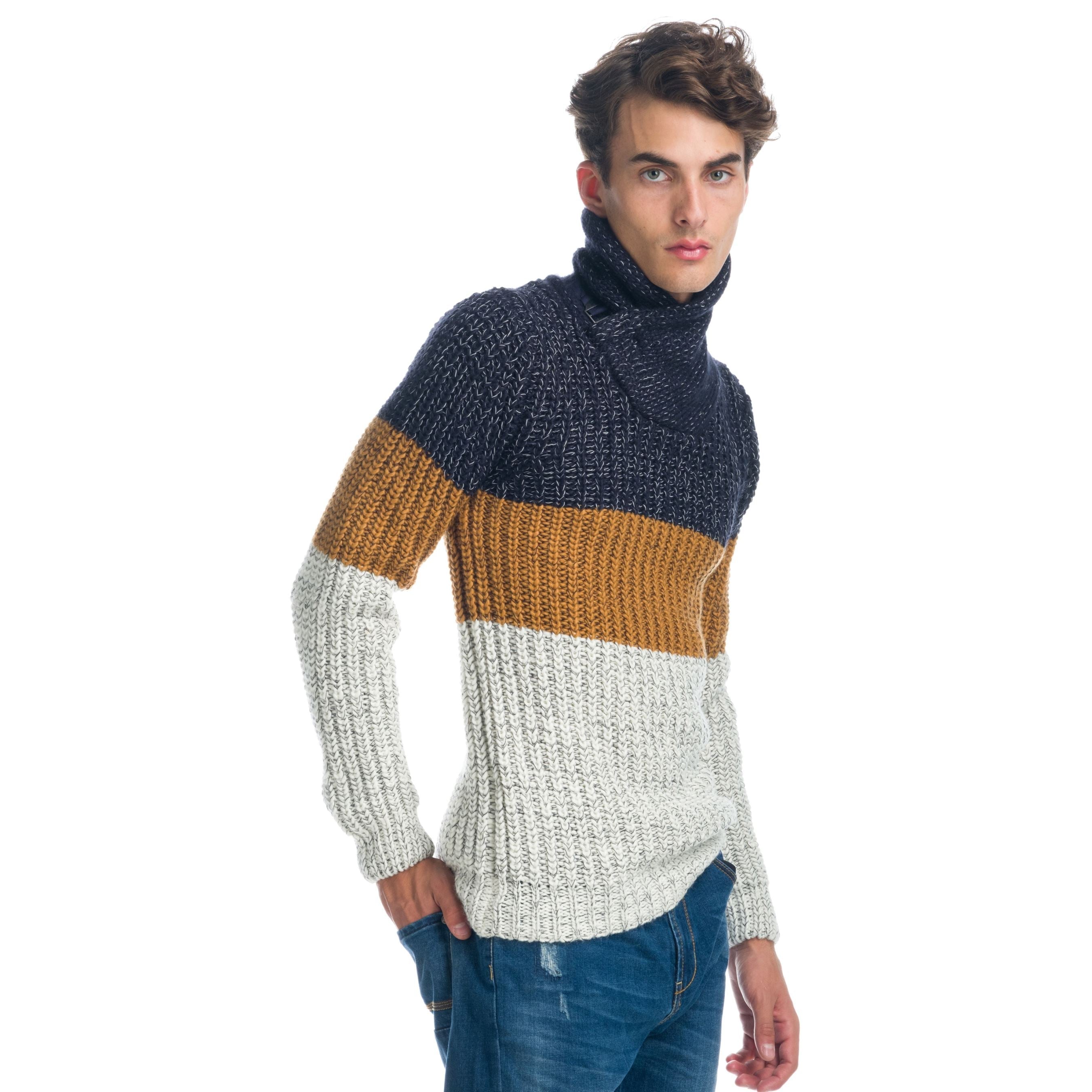 Jersey Hombre Punto Grueso Cuello Cruzado con Hebilla – Koroshi 1921TR23