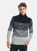 Jersey de Punto Degradado Hombre Cuello Alto Cruzado – Koroshi Negro