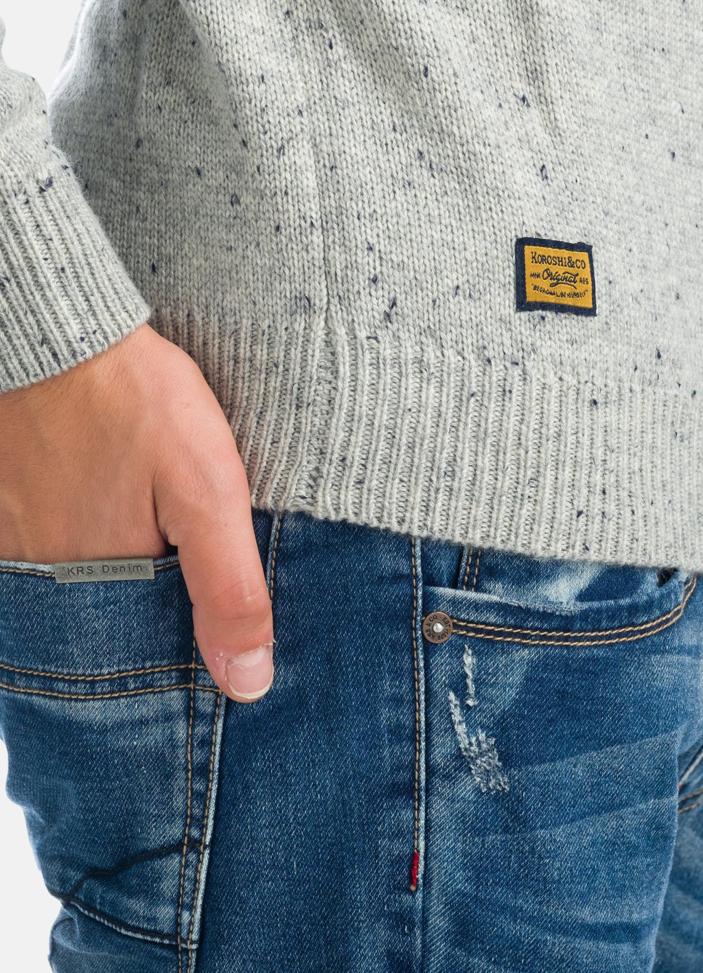 Jersey de Punto Jacquard Hombre Cuello Redondo – Koroshi Azul Marino