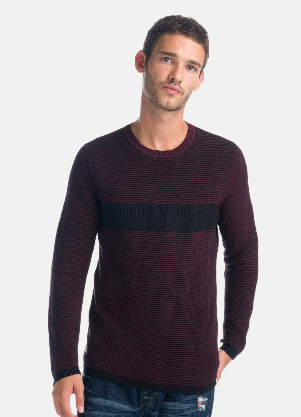 Jersey de Punto Canalé Hombre Texto en Relieve – Koroshi 1921TR26