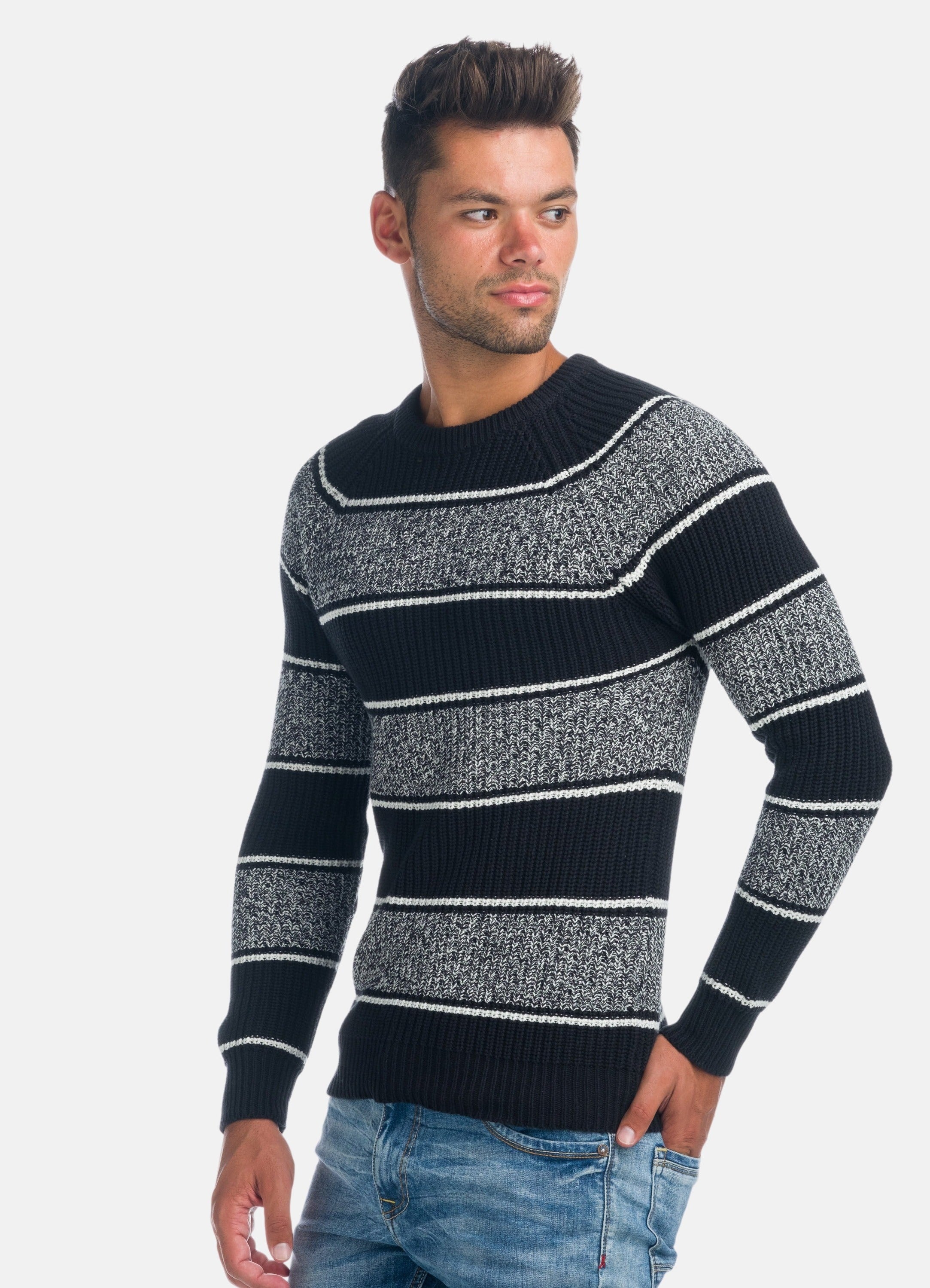 Jersey de Rayas Hombre Punto Canalé Cuello Redondo – Koroshi 1921TR35
