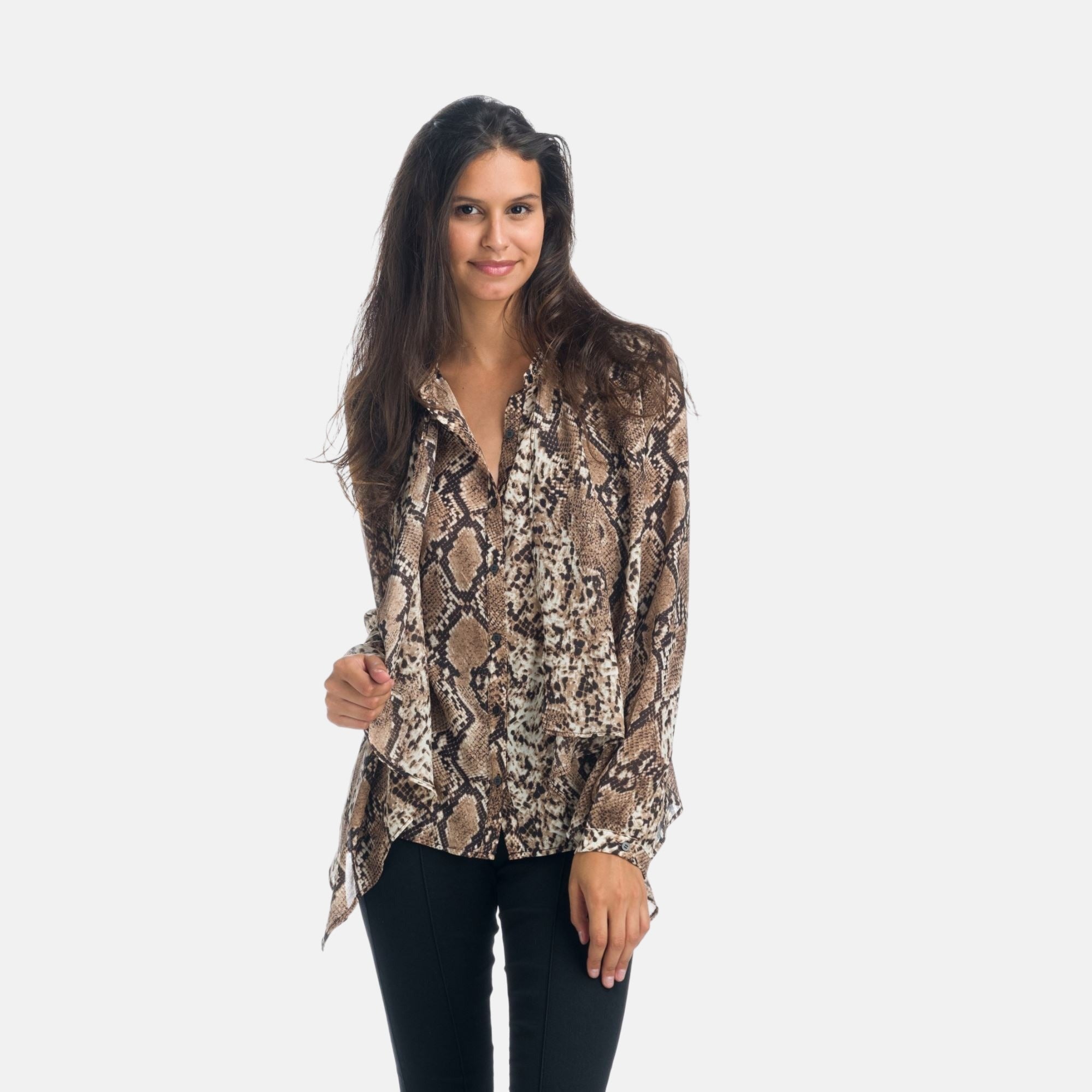 Blusa Mujer Animal Print Serpiente Cuello Mao – Koroshi