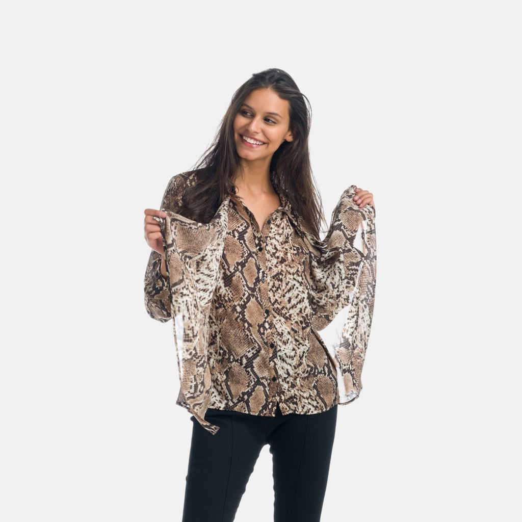 Blusa Mujer Animal Print Serpiente Cuello Mao – Koroshi