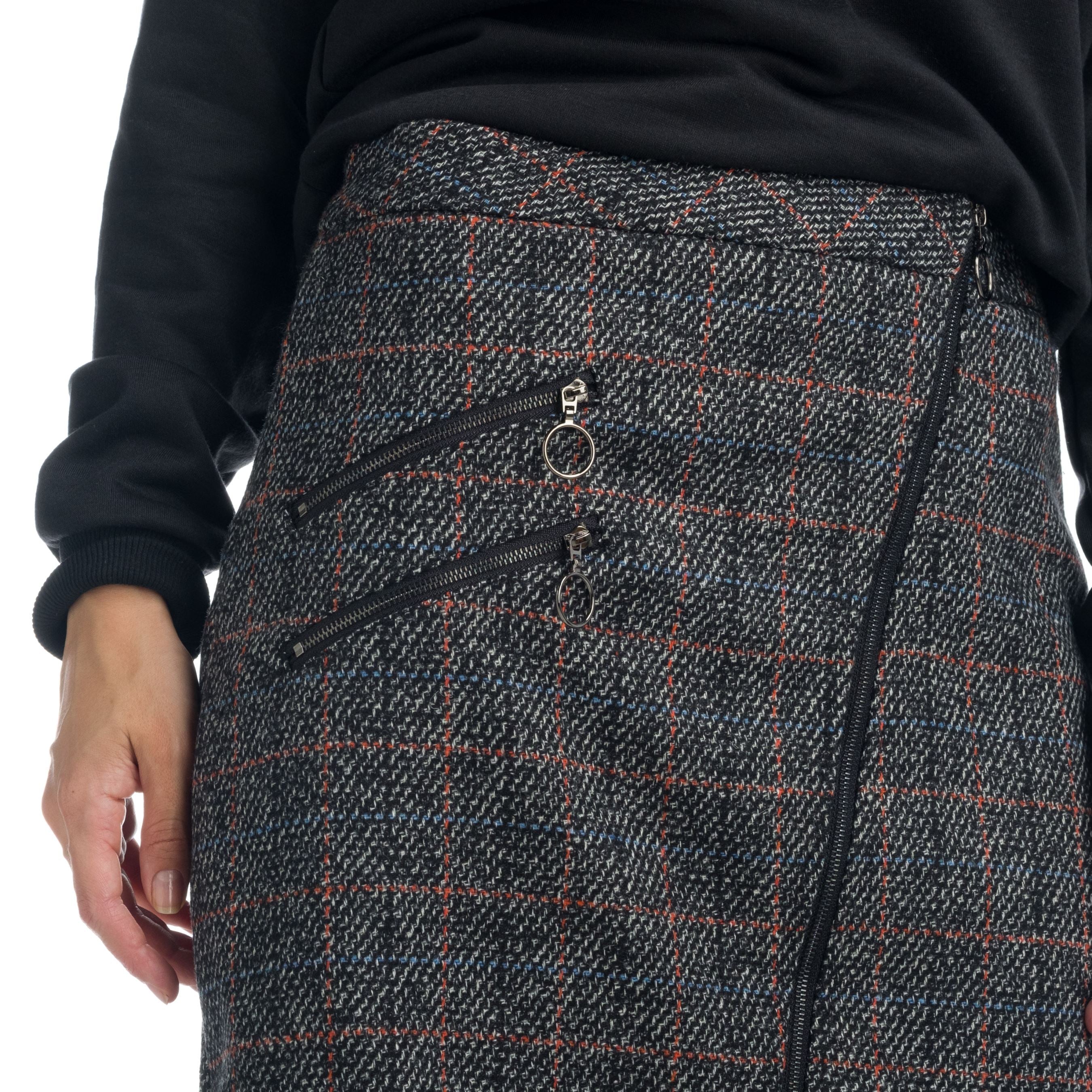 Falda Recta de Tweed Mujer – Koroshi Negra