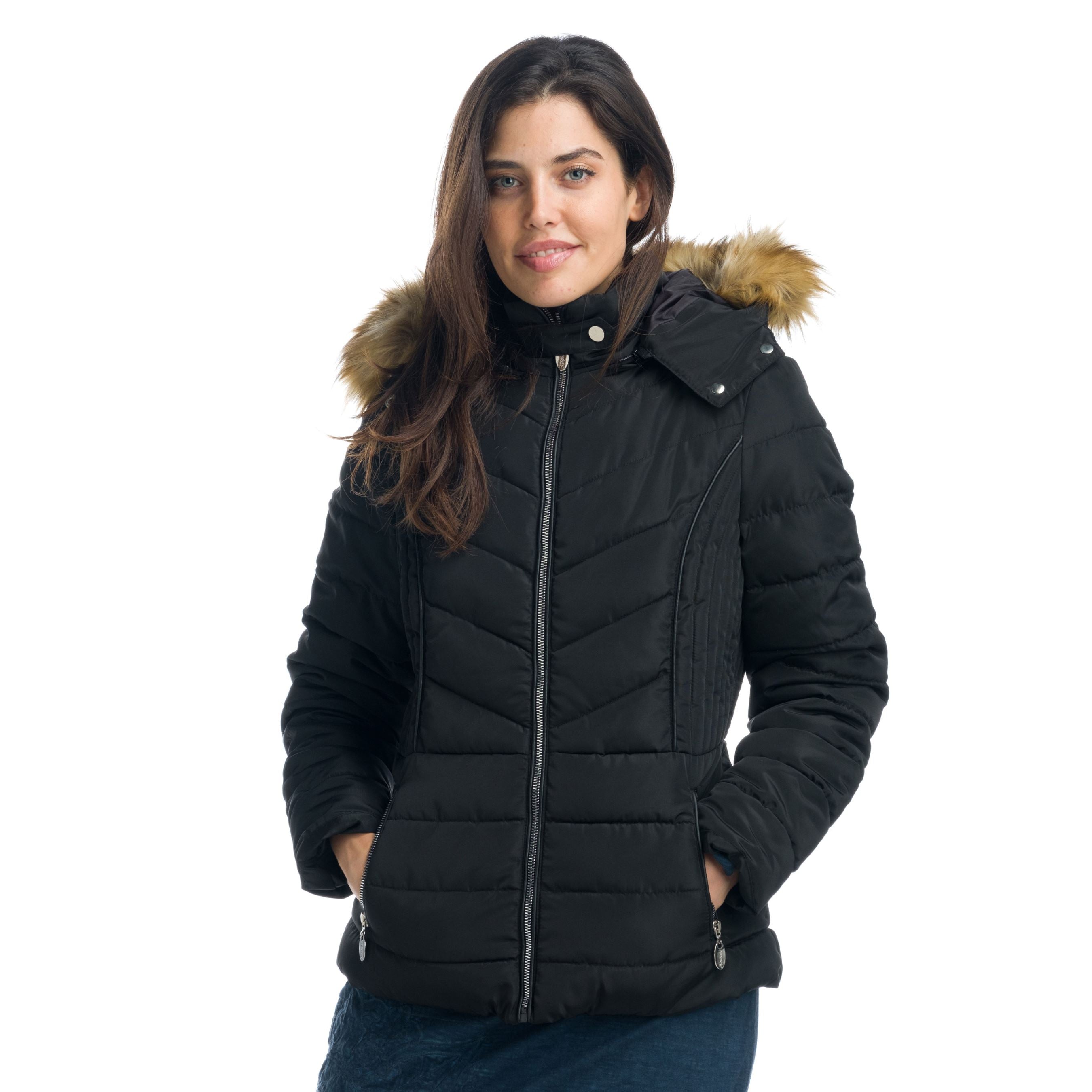 Chaqueta Cazadora Acolchada con Capucha Desmontable Mujer – Koroshi 1922JA48