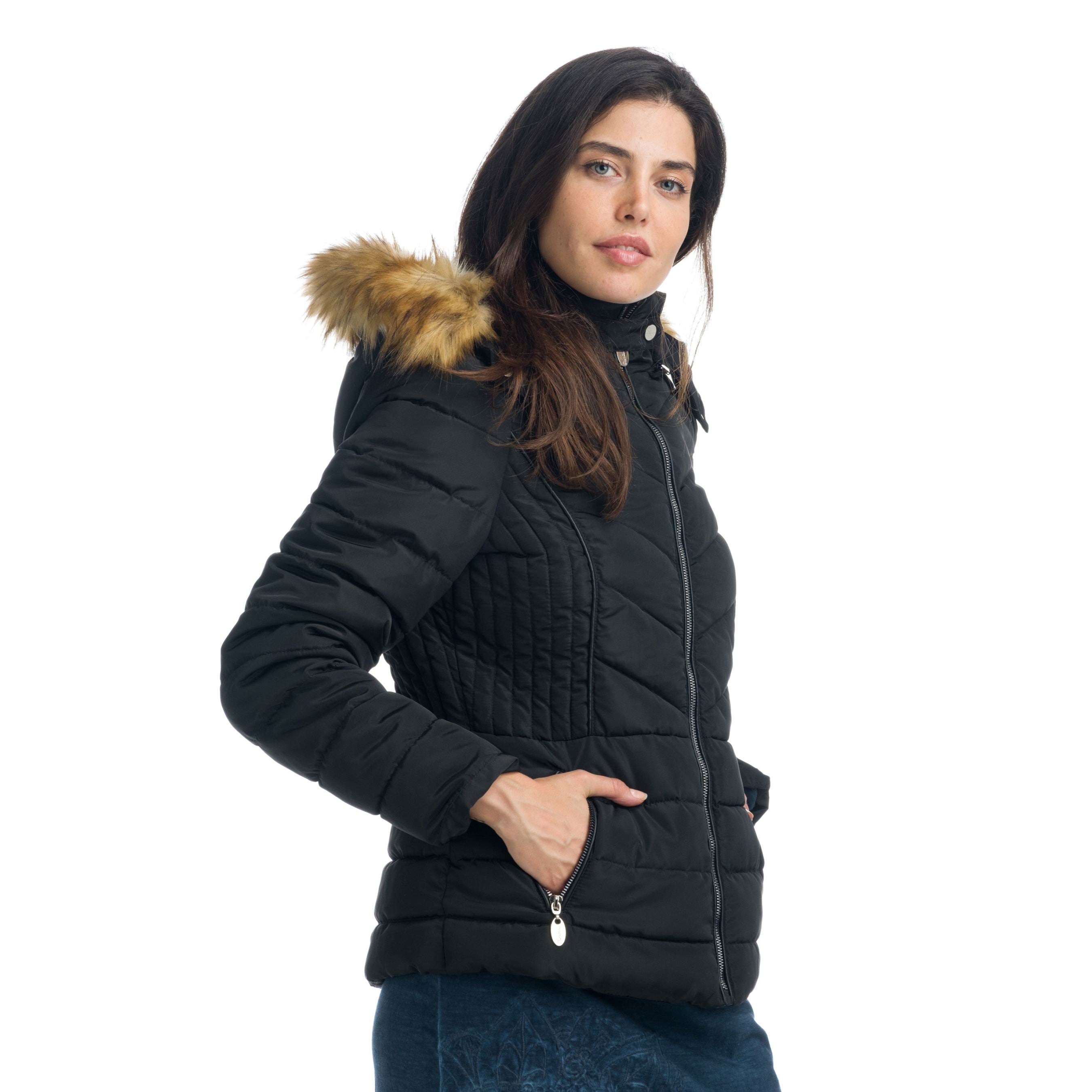 Chaqueta Cazadora Acolchada con Capucha Desmontable Mujer – Koroshi 1922JA48
