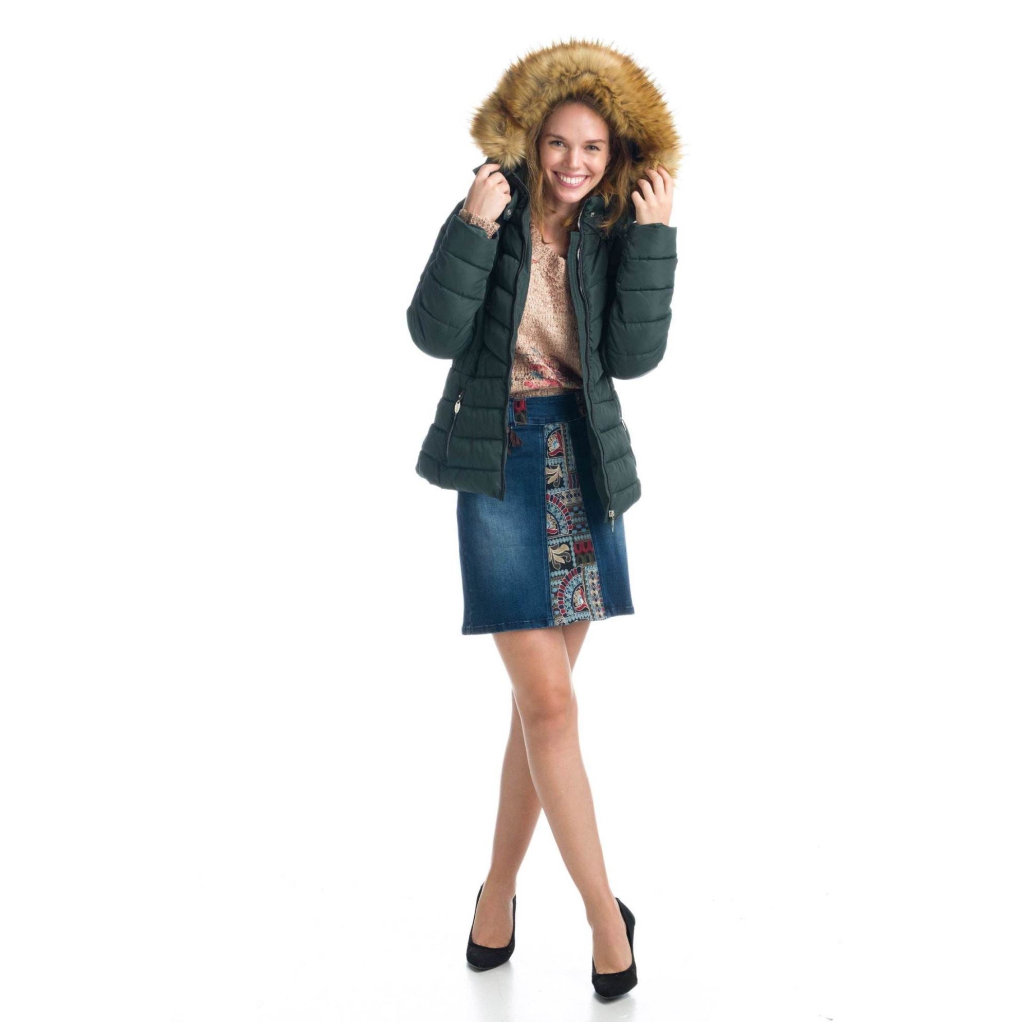 Chaqueta Cazadora Acolchada con Capucha Desmontable Mujer – Koroshi 1922JA48